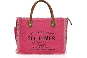 CREATIVE LEATHER ART CLA Bags Sel De Mer Upcycled Canvas Hand Bag Upcycled Canvas & Cowhide Tote Bag, Upcycled Canvas & Cowhide Leather Bag