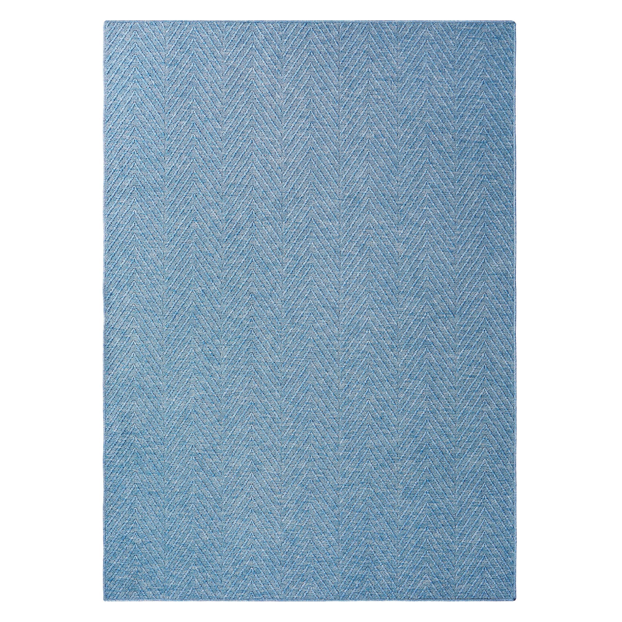 TOWN & COUNTRY BASICS Pax Herringbone Textured Solid Everwash® Washable Area Rug, Low Pile, Non-Slip Backing, Easy Clean Pet & Family Friendly Rug, Blue, 5’11″x9′