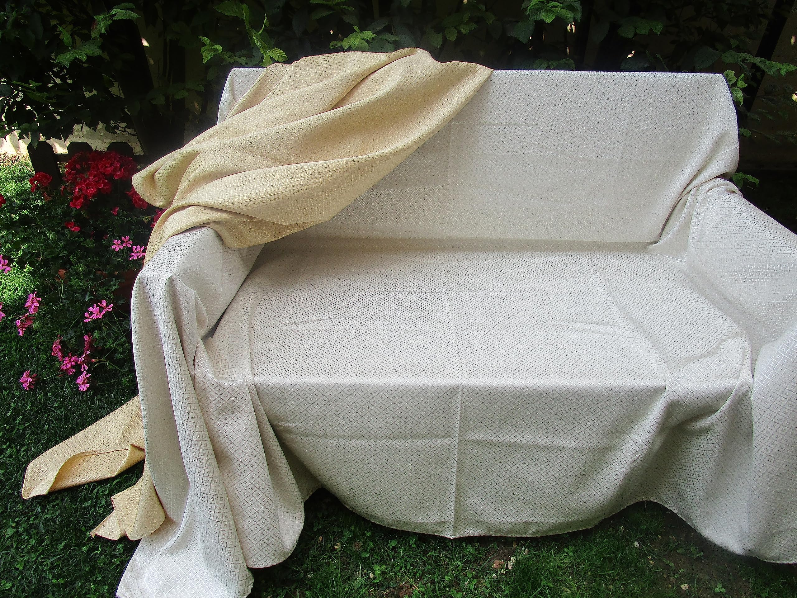 Pago Poco Single Colour Damask Bed Cover Furnishing Sheet, Bedroom Accessories, Size: 280 x 280 cm Made in Italy (White)