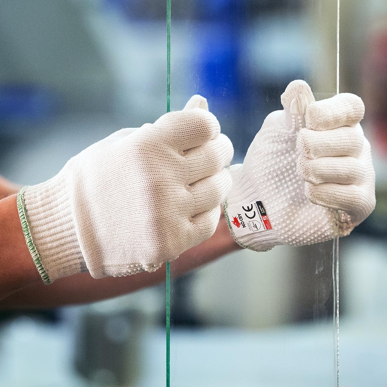 Size Large White NoCry Cut Resistant Protective Work Gloves with Rubber