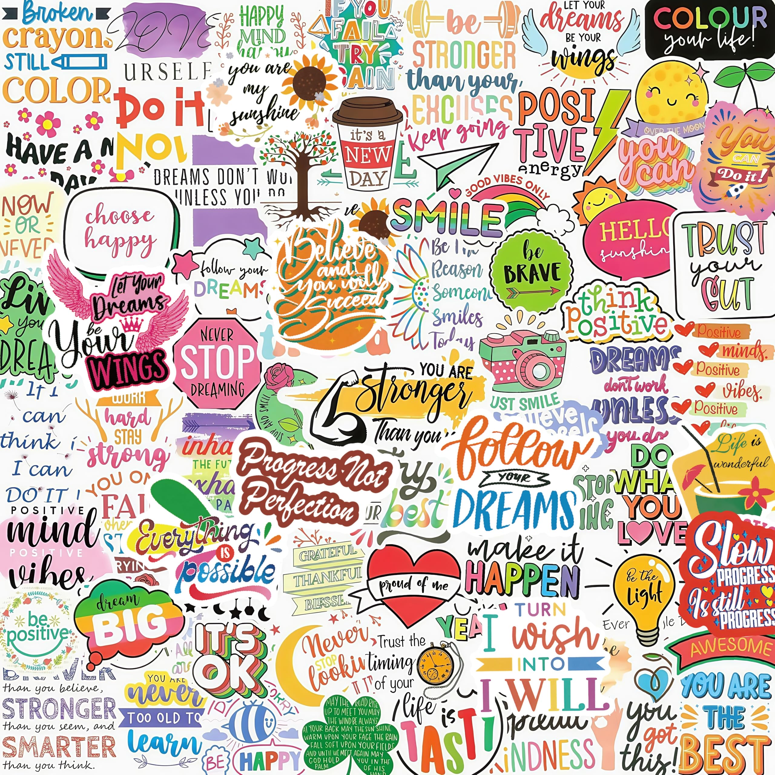 Photo 1 of 300pcs Inspirational Positive Quote Stickers for Adults, Vinyl Waterproof Motivational Affirmation Stickers for Students Teens Kids Water Bottle Scrapbook Vision Board Supplies Journaling Laptop