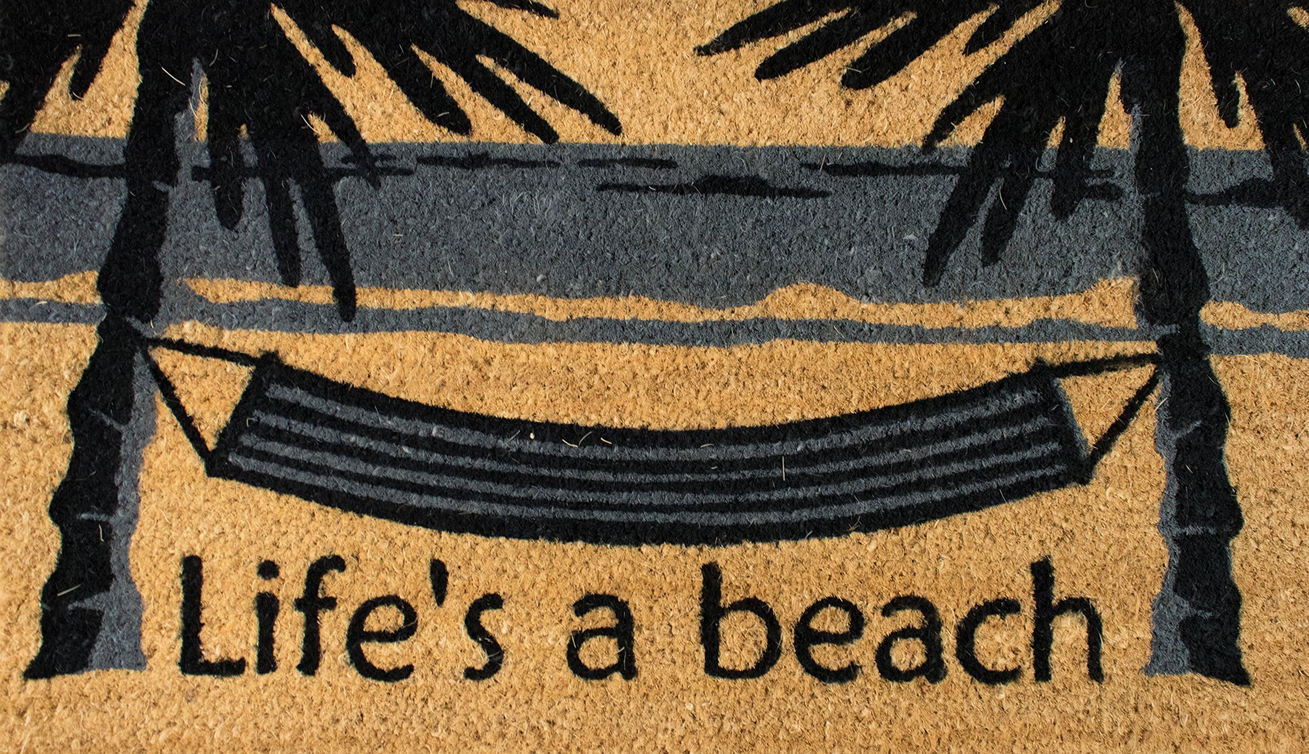 "Life's A Beach" Welcome Mat, Coir Fiber with anti-slip PVC backing, 17"x 29"