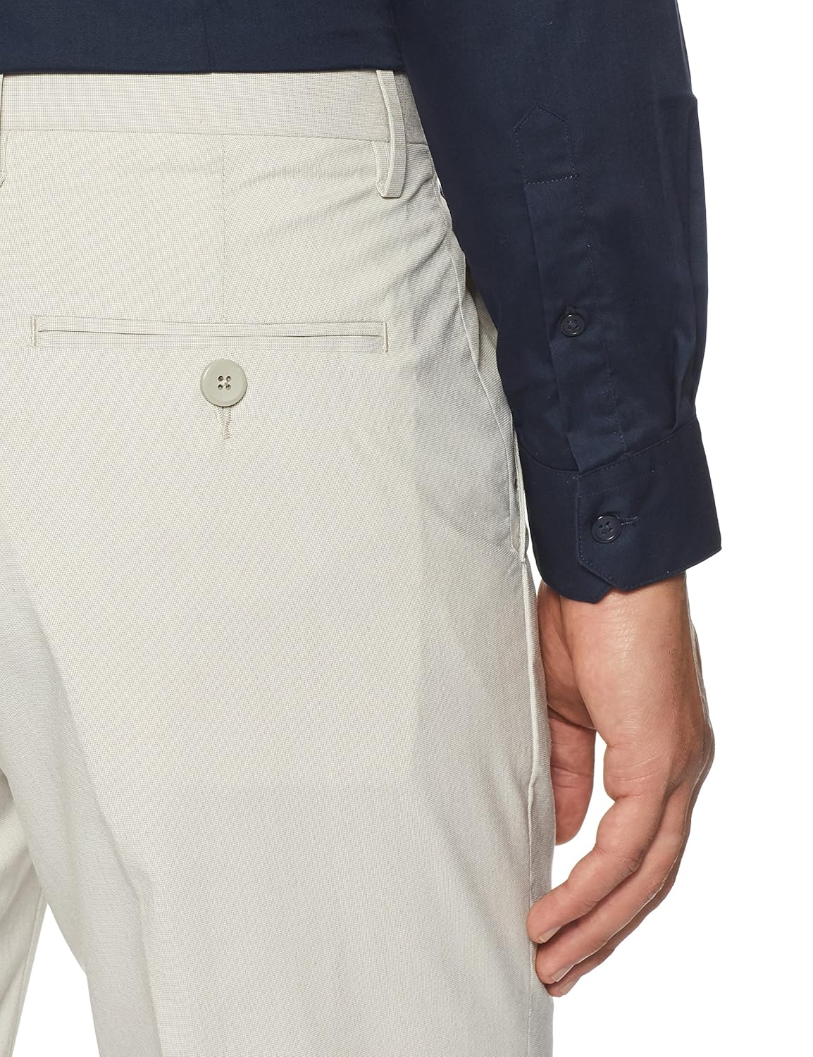 peter england men's slim fit formal trousers