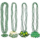 Moon Boat 18PCS St. Patrick's Day Shamrock Necklaces Clover Green Bead Irish Party Decorations Supplies for Adults
