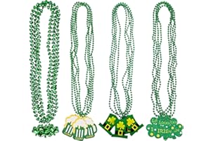 Moon Boat 18PCS St. Patrick's Day Shamrock Necklace Clover Green Bead Party Favors Irish Beer Decorations Supplies