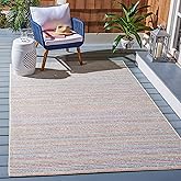 SAFAVIEH Washable Rug Outdoor Summer Collection - 5'3" x 7'6", Ivory & Blue, Non-Shedding & Easy to Clean, Ideal for Patio, B