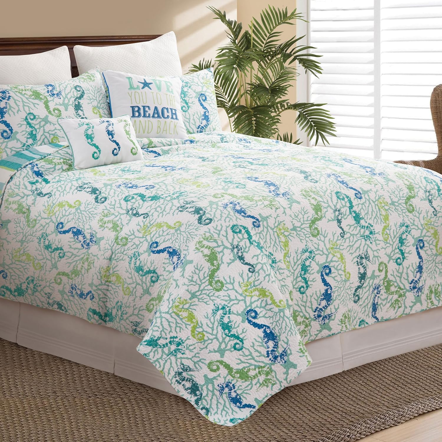 Best Queen Beach Bedding Seahourse Cree Home