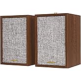 Crosley S200A-WA 4" Active Powered Bluetooth Stereo Speakers with Optical, USB, and Aux Connections, Walnut