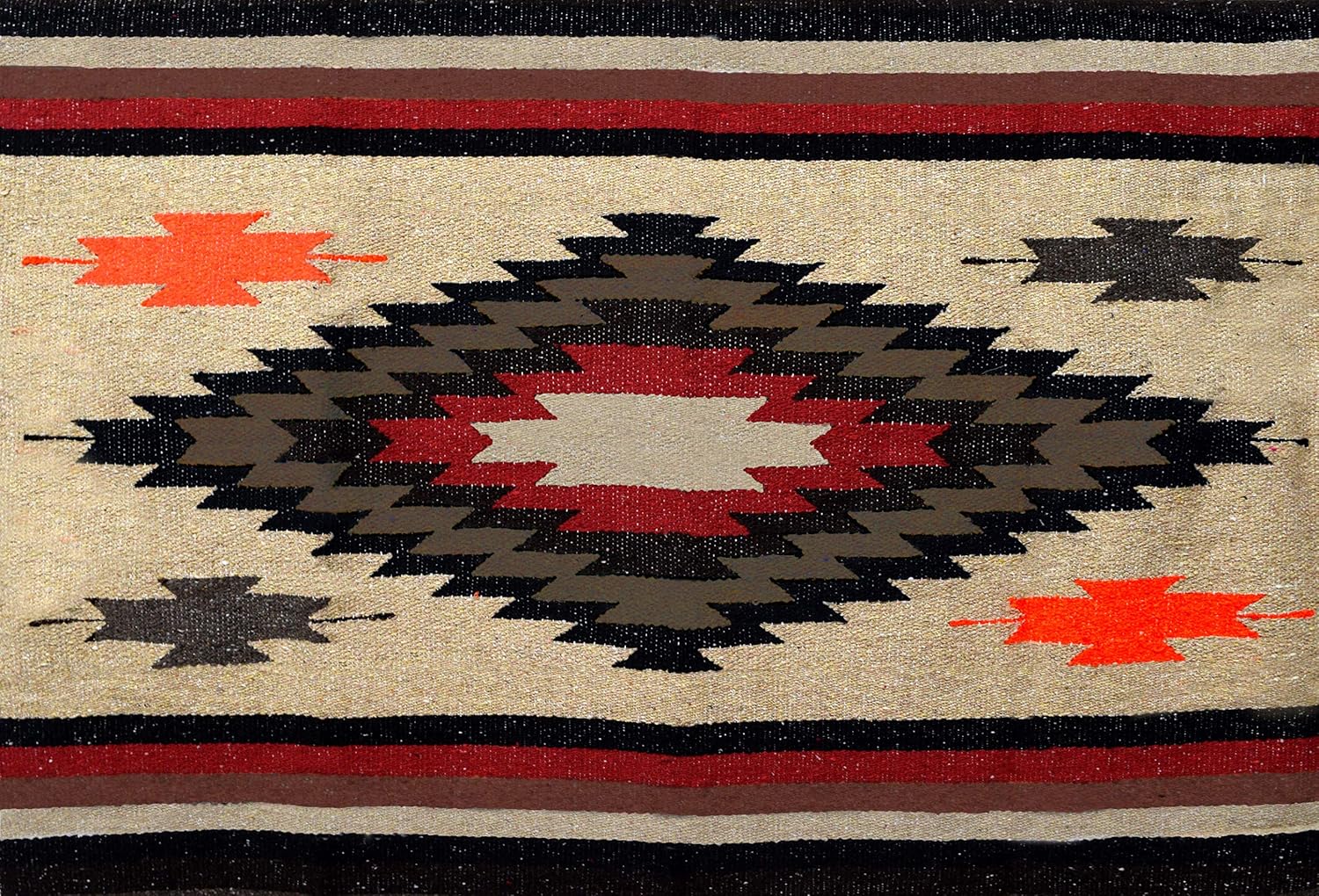 Aztec Navajo Style Blanket, Throw, or Yoga Bolster -- Handwoven Mexican Diamond Blanket Southwestern Style - Brown: Kitchen & Dining