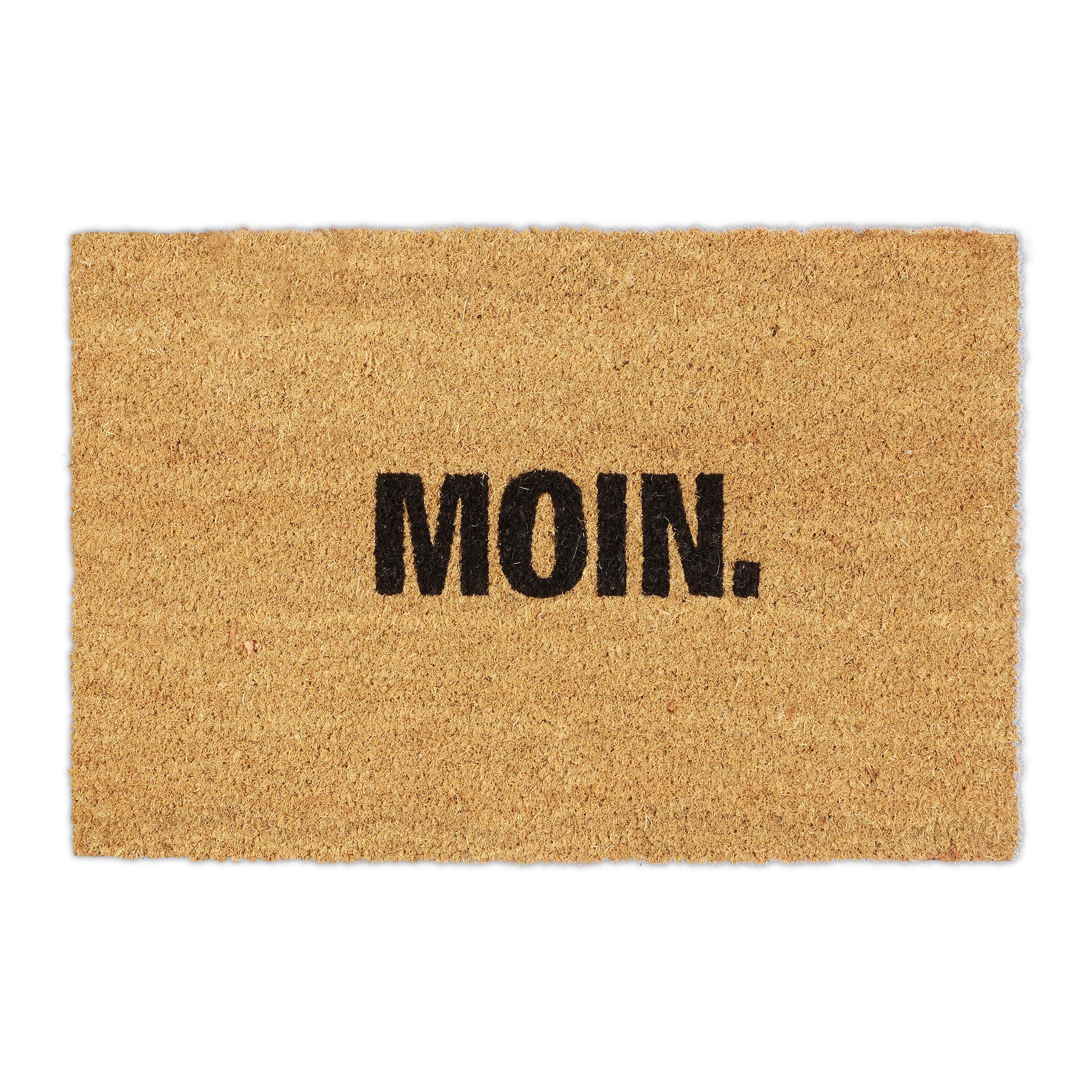 Relaxdays Moin. Non-Slip Dirt Trapper, Doormat Indoor and Outdoor Use, Coconut Mat 40 x 60 cm, Natural, 70% 30% Plastic, 40x60 cm