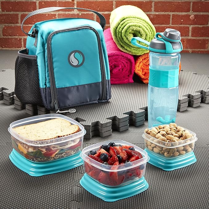 Fit & Fresh Meal Prep Starter Kit with Portion Control Containers and