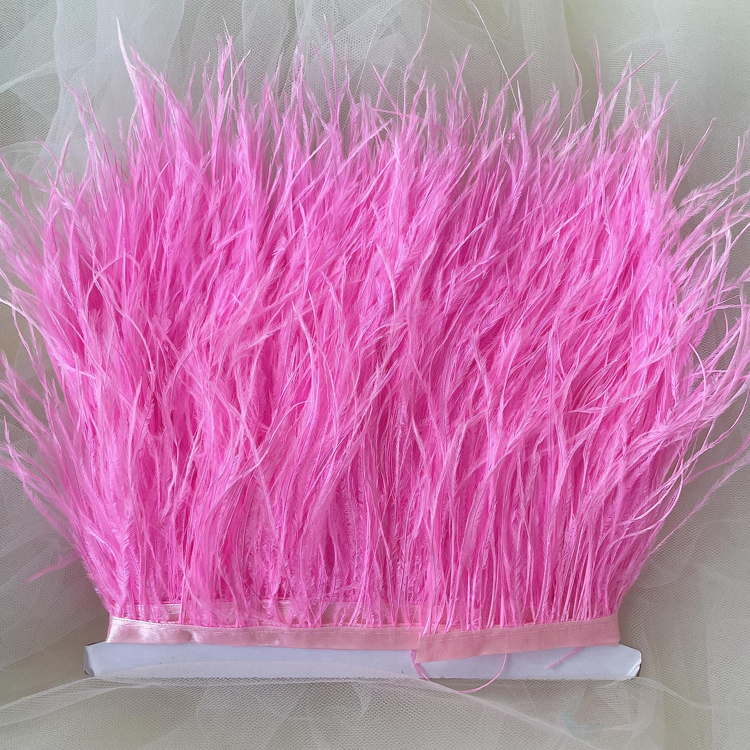 34 Colours Quality Ostrich Feather Trimming Fringe for Millinery Craft Dress Making (Hot Pink)