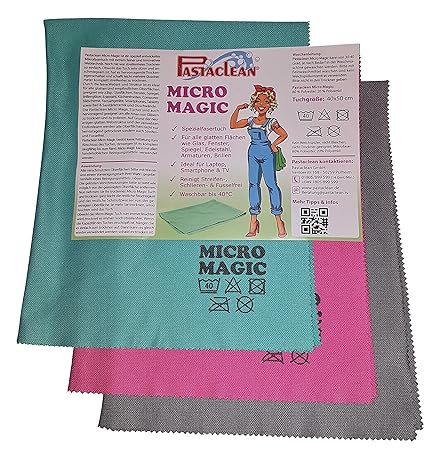 Pastaclean Micro Magic Spezialfasertuch 3er + Vorreinigungstuch TV Laptop Smartphone Glas Spiegel
