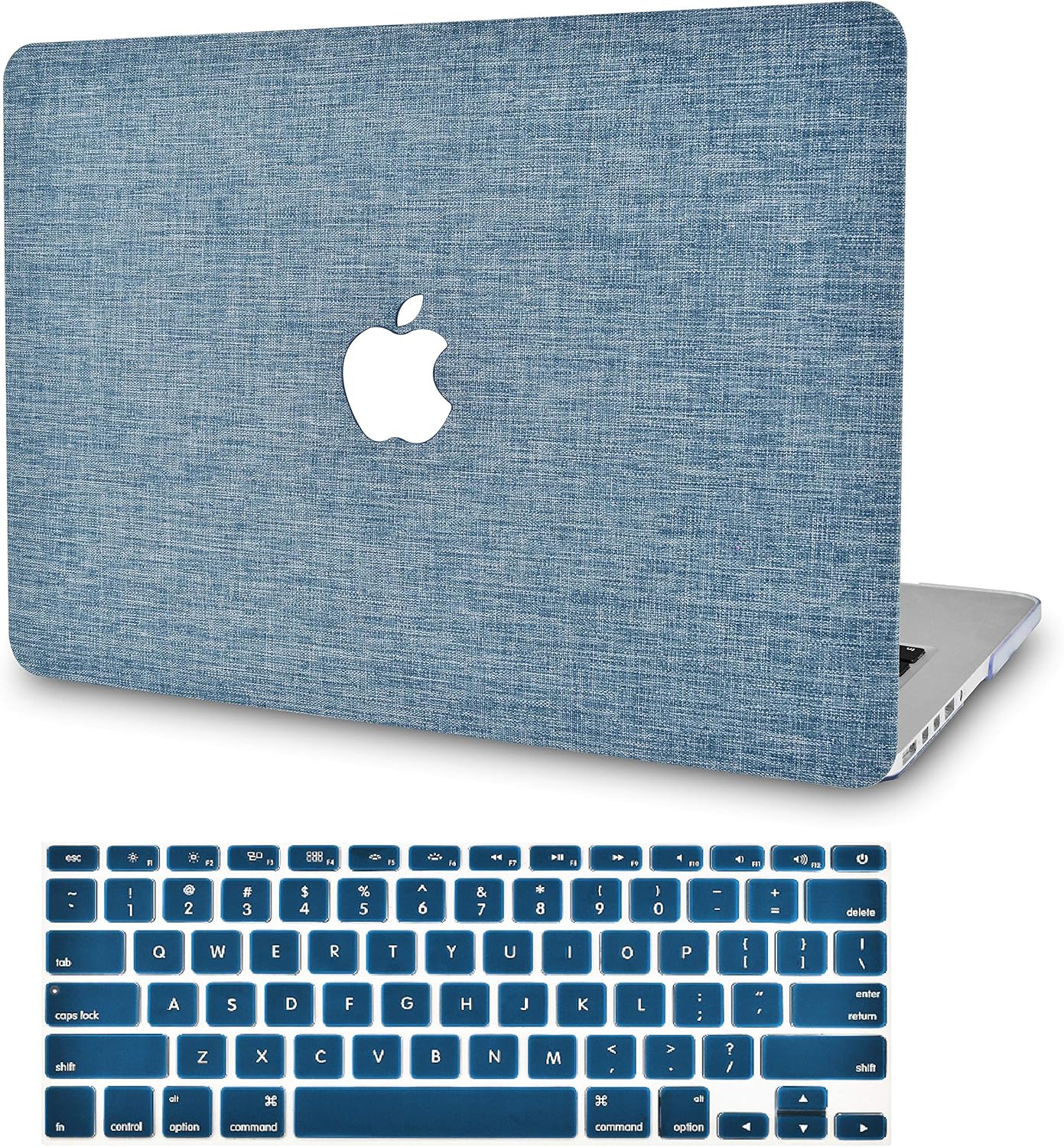 KECC Laptop Case for MacBook Air 13" w/Keyboard Cover Plastic Hard Shell Case A1466/A1369 2 in 1 Bundle (Blue Fabric)
