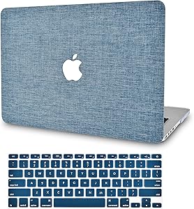 KECC Laptop Case for MacBook Air 13" w/Keyboard Cover Plastic Hard Shell Case A1466/A1369 2 in 1 Bundle (Blue Fabric)