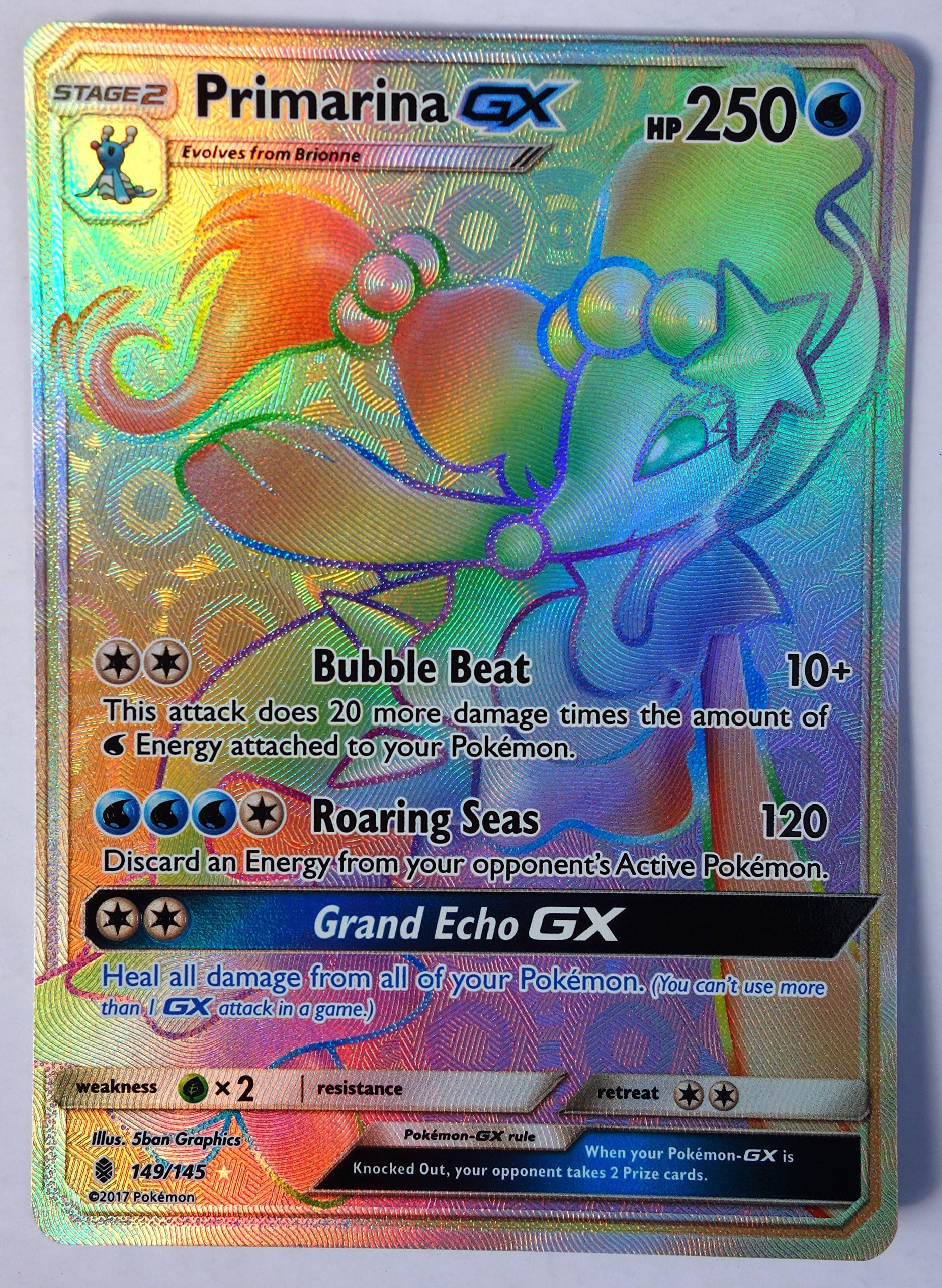 pokemon, Guardians Rising, Primarina-GX - 149/145, New, Mint