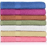 CrystalTowels Bath Towel Set Pack of 7 (27 x 52 Inches) 100% Cotton, Ultra Soft Highly Absorbent Bath Towel, Lightweight and Quick Drying Towels, Multi Colors Brights. Colors May Vary