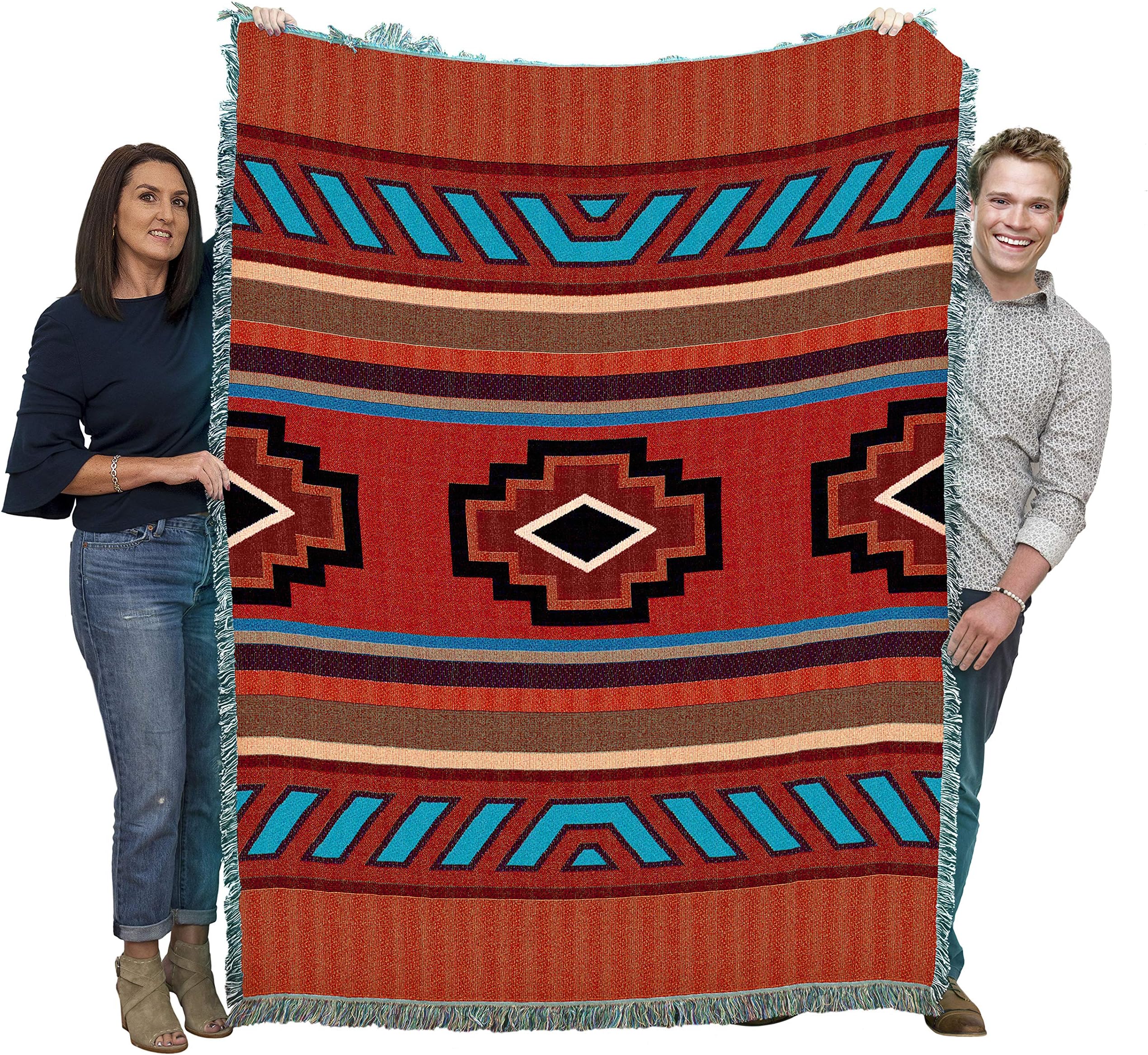 Pure Country Weavers Chimayo Blanket - Southwest Native American Inspired - Gift Tapestry Throw Woven from Cotton - Made in The USA (72x54)