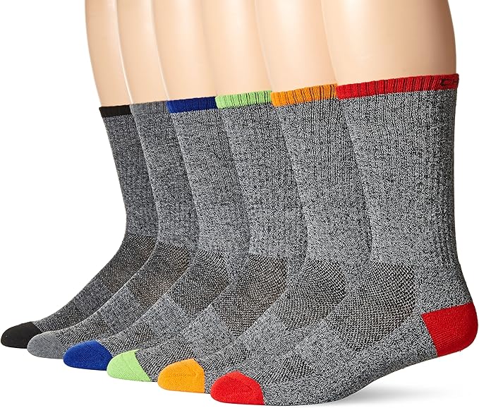 Chaps Men's Solid Casual Crew Socks with Accented Heel and