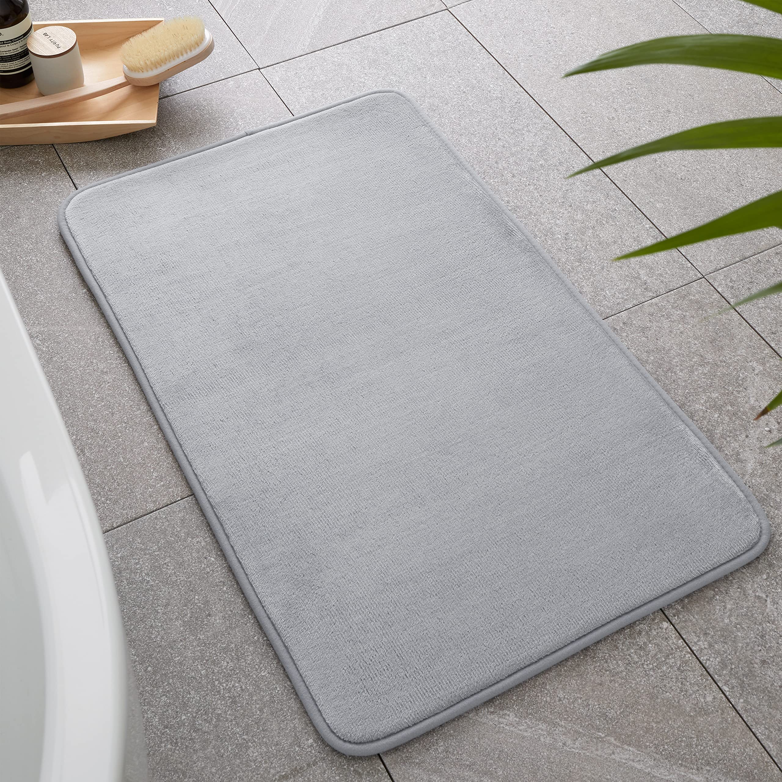 Catherine Lansfield Bathroom Anti-Bacterial Memory Foam Bath Mat Silver — image 1