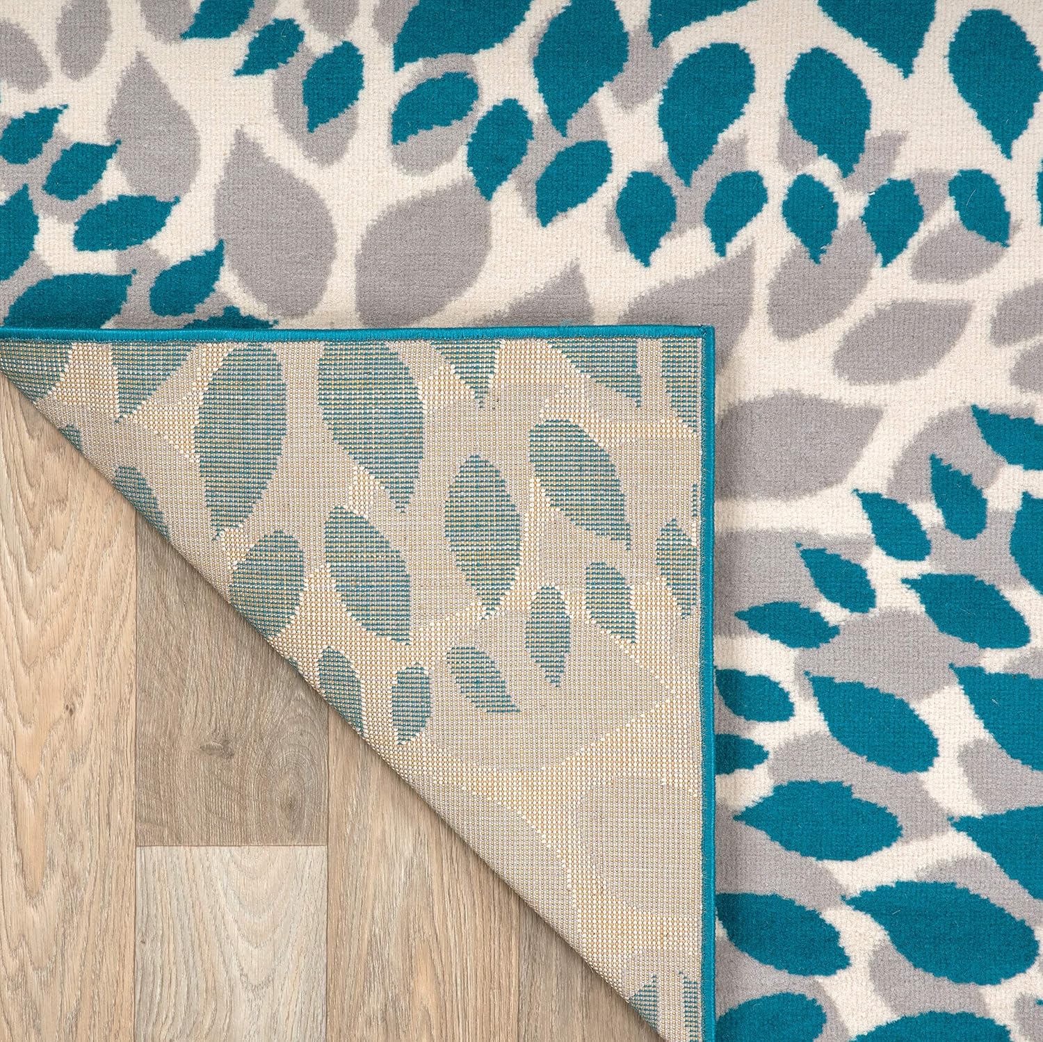 Modern Floral Circles Design Area Rugs 5' X 7' Blue: Furniture & Decor