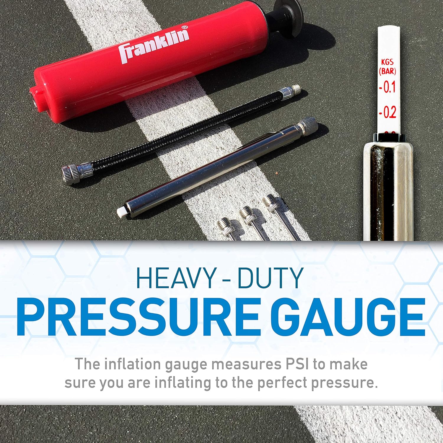 Franklin Sports Ball Maintenance Kit: Pump, Needles, Flexible Hose, Pressure Gauge and Carry Bag— Pump for Soccer Balls, Basketballs, Volleyballs and Footballs — Sidelines Ball Pump — Complete Kit : Sports Inflation Devices : Sports & Outdoors