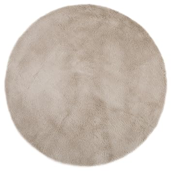 Tapis Enfant Pilepoil Rond Gris Taupe D 140 Cm Fausse