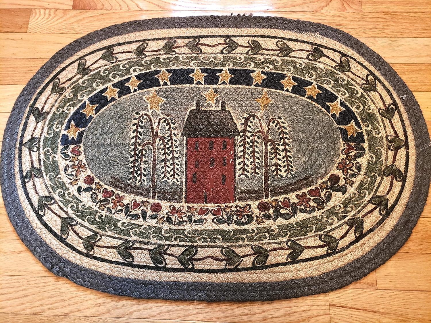 Earth Rugs 65338PSH Pineapple Saltbox House Oval Patch