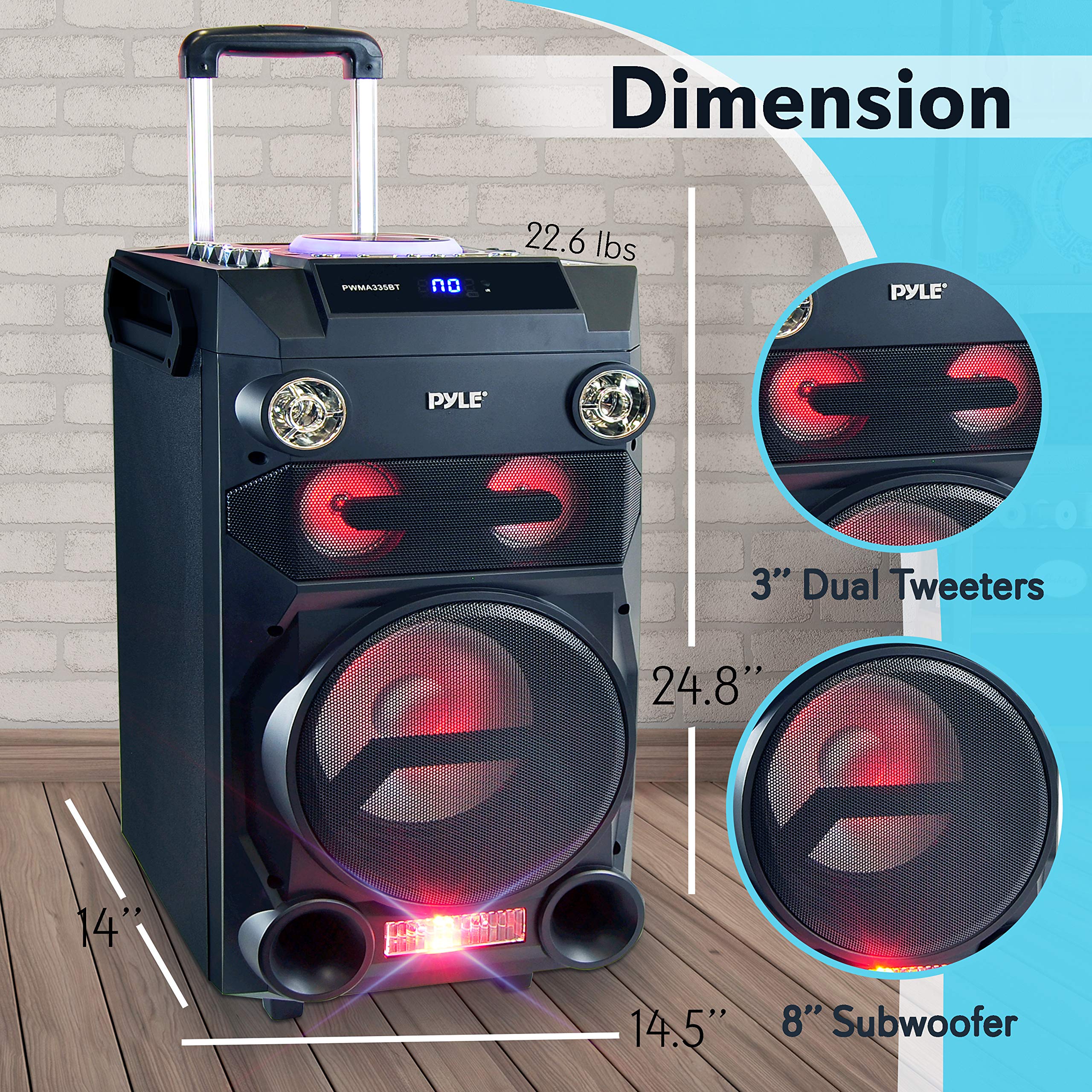 Pyle Outdoor Portable Wireless Bluetooth Karaoke PA Loud speaker 8