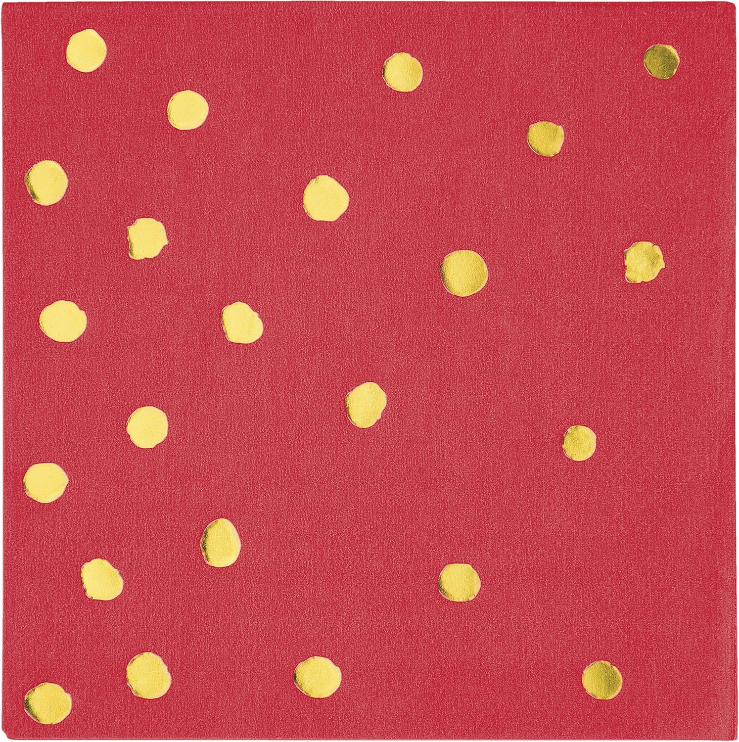 Classic Red and Gold Foil Dot Beverage Napkins, 48 ct