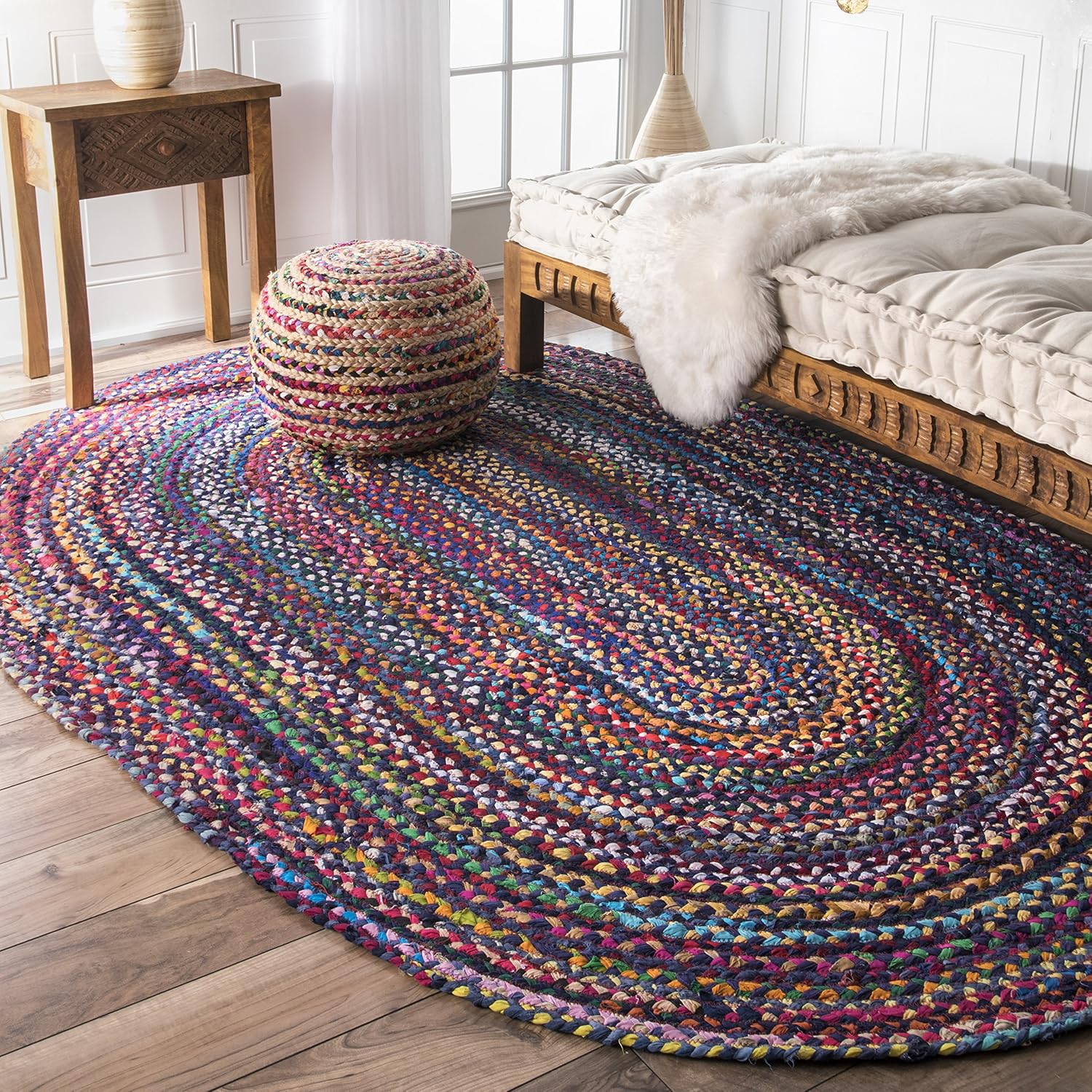 nuLOOM Tammara Hand Braided Oval Rug, 5' x 8' Oval, Blue