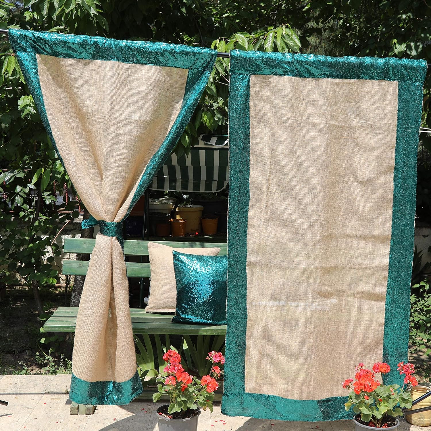 Amazon Com Green Sequin Curtains Burlap Curtain Panels Sequin