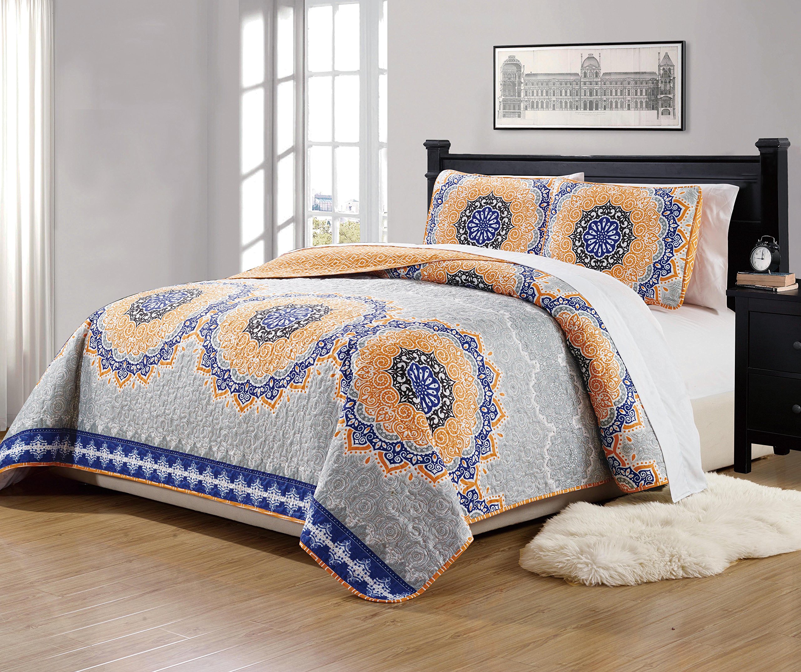 MK Home Mk Collection 3pc King\/California King Bedspread Quilt Over size 118" x 635309787637  eBay
