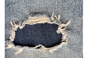 HOLEYPATCHES Dark Blue Denim Stretch Jean Patches Super Strong Iron On- by Holey Patches (Assorted Sizes) (2-5" x 5")