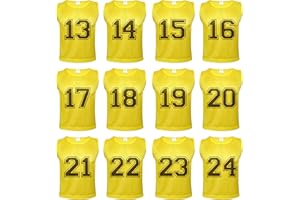 Athllete 12 pcs Duramesh Pinnies/Scrimmage Vest - Kids Youth and Adult Pinnies, Numbered Penny Jerseys for Soccer