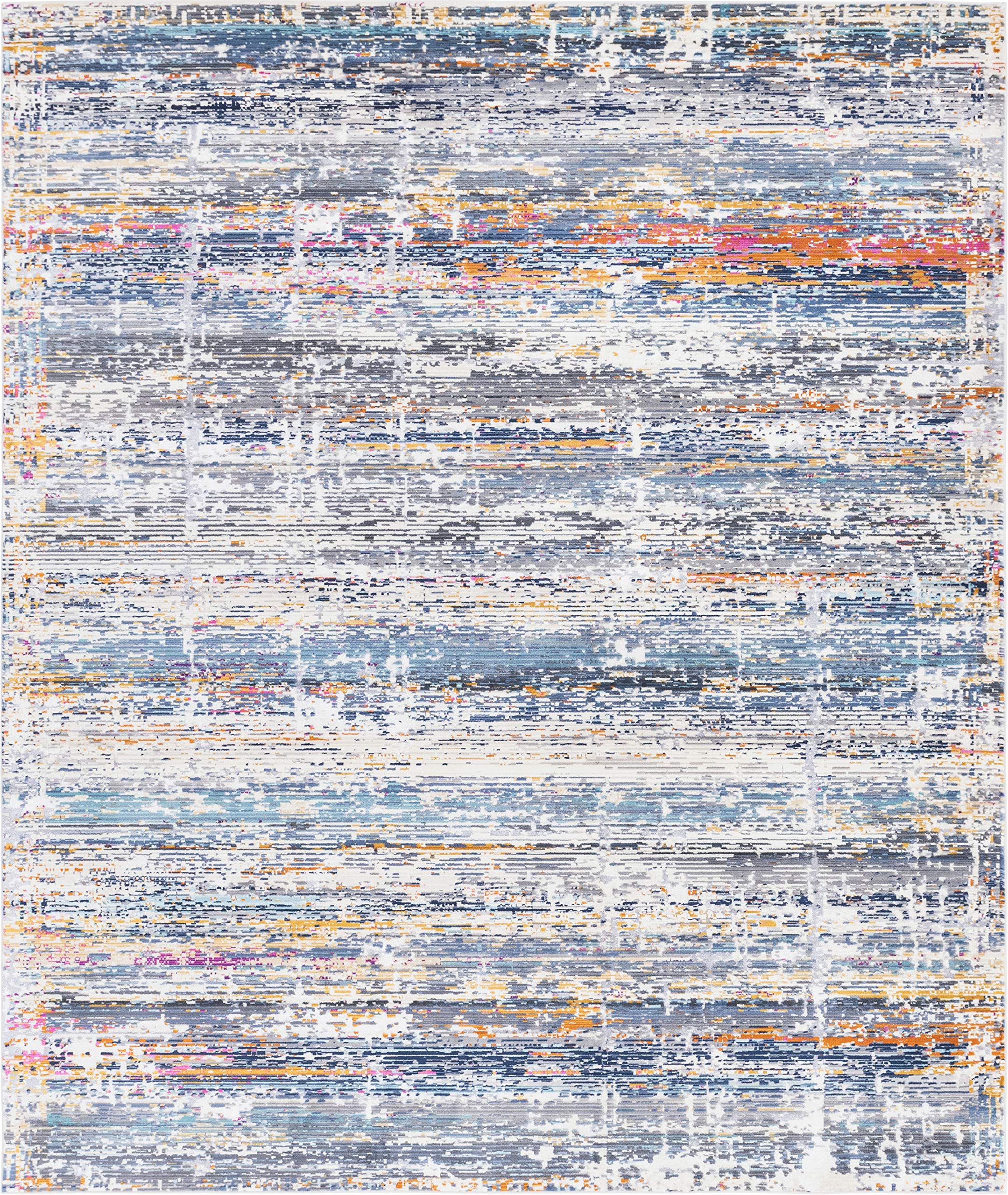 Rugs.com Malibu Collection Area Rug – 8' x 10' Multi Low-Pile Rug Perfect for Living Rooms, Large Dining Rooms, Open Floorplans