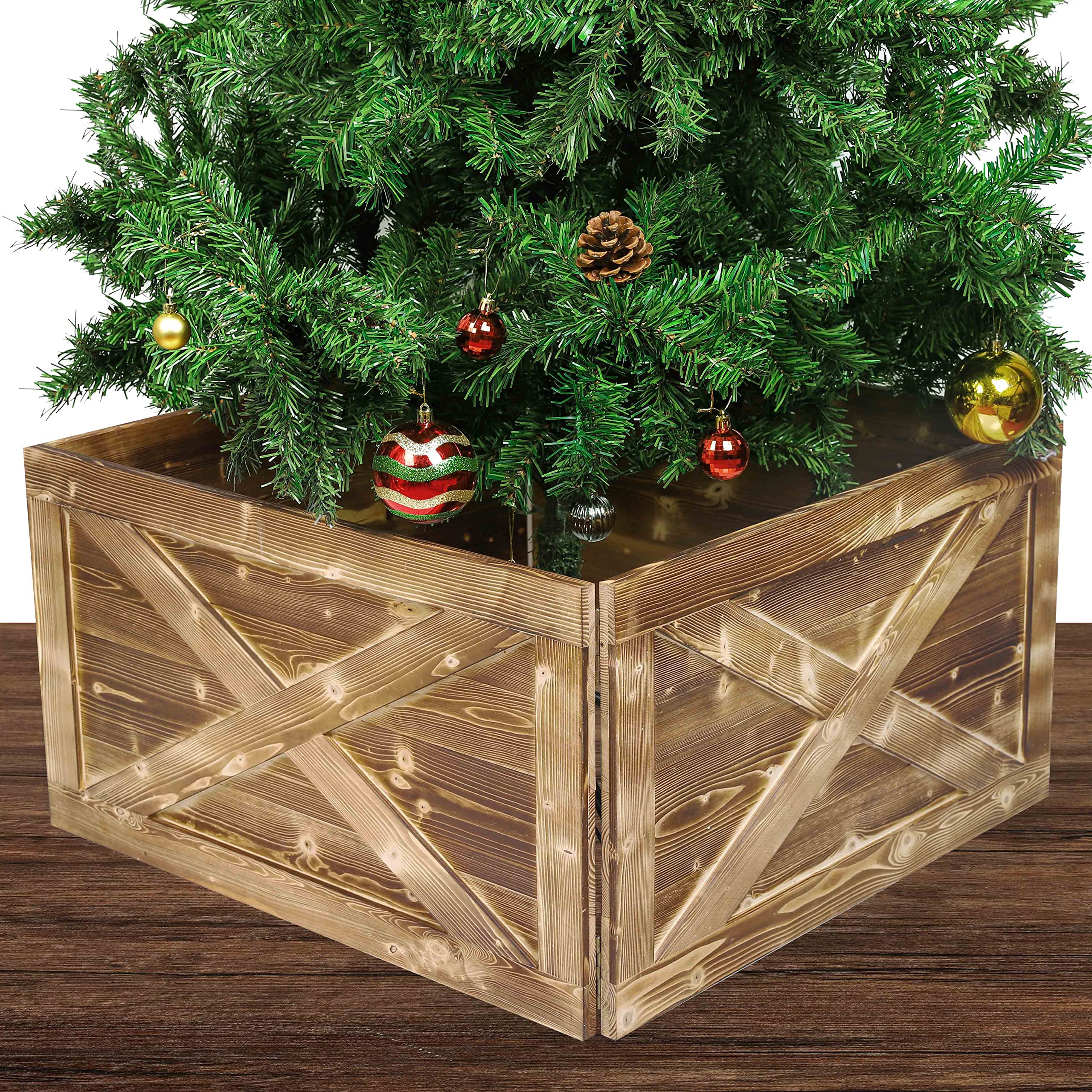 Photo 1 of ****SIMILAR****

MCEAST Wooden Tree Collar Box 16.5 x 16.5 x 11.5 Inches Oversized Christmas Tree Skirt Tree Box Natural Christmas Farmhouse Wooden Tree Box Stand Cover for Christmas Rustic Party Supplies, Dark Brown