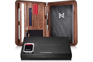 NERO MANETTI- Zippered Vegan Leather Padfolio/Portfolio Pad Holder-Business PU Leather Notepad Folder for Resumes, Interviews, iPad/Tablet, Phone, Legal Pad Notebook Executive Binder for Women, Men