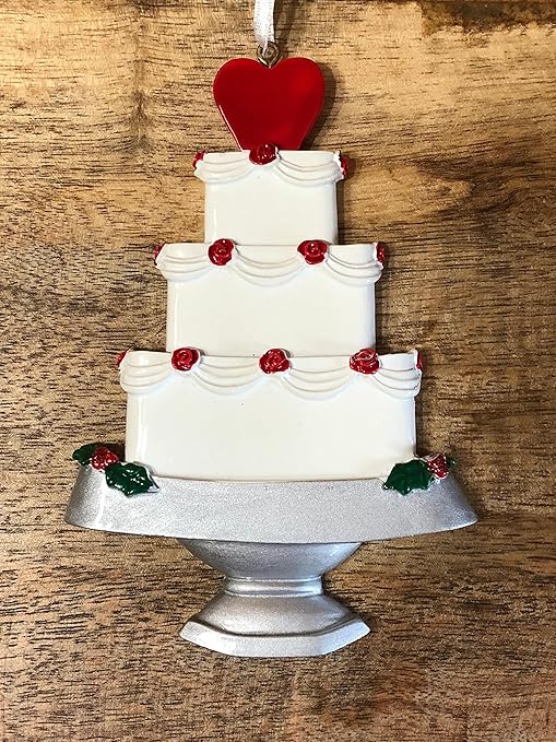 Amazon Com Newlyweds Christmas Ornament White Weddings Cake