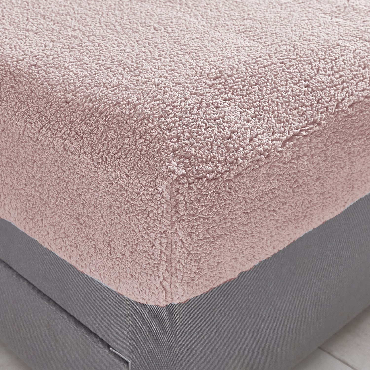 Silentnight Teddy Fleece Bedding - Teddy Bear Fleece Bottom Sheet Duvet Set Warm Cosy Fluffy Winter (Blush, King, Fitted Sheet)