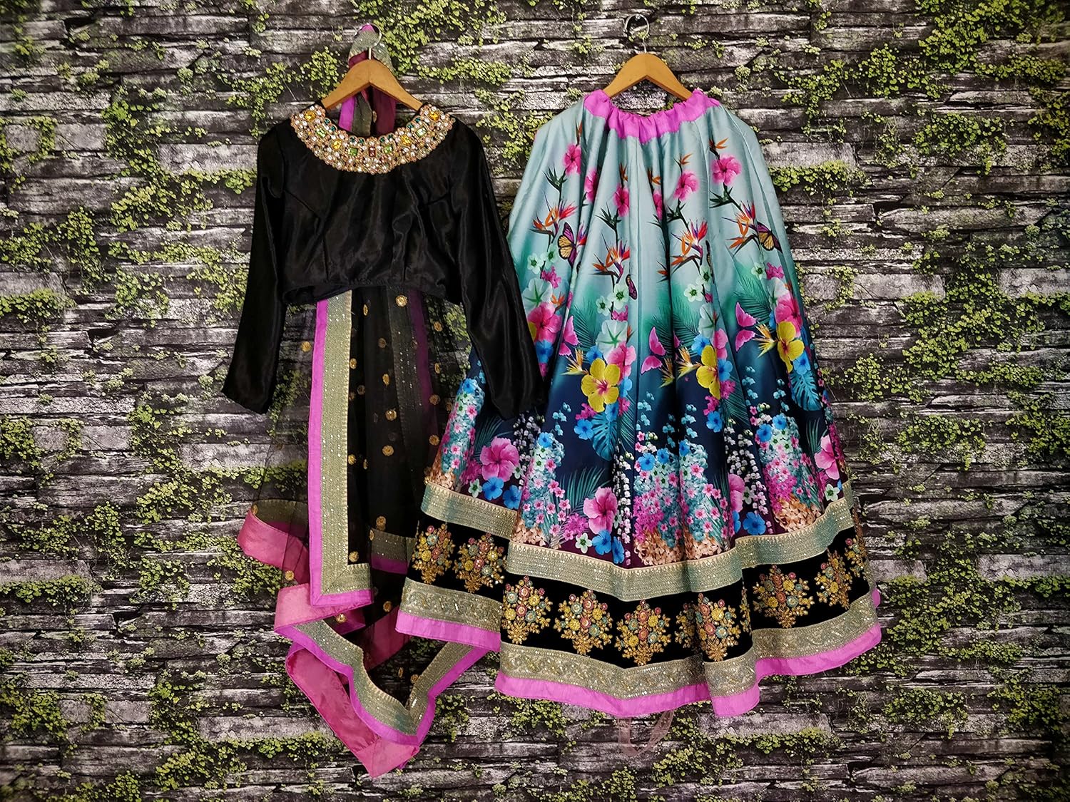 zeel clothing lehenga choli (7005-zc_free size_black)