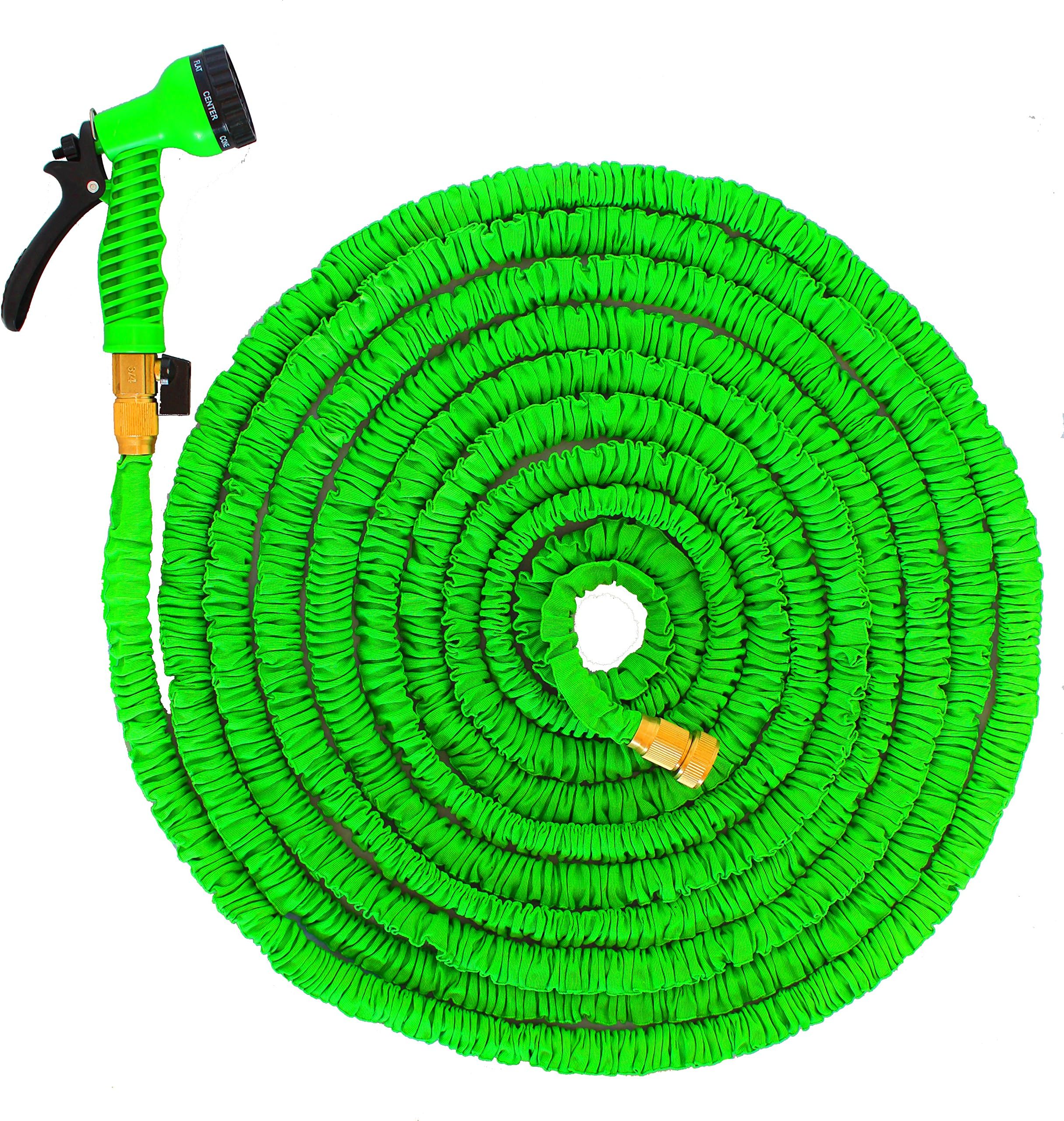 Kelley General Expandable Flexible Garden Water Hose, 75' Solid Brass Fittings With Shut Off Valve, Double Layer Latex Core, Car Wash Expanding Garden Hose Guaranteed Not To Kink Kryptonite Strong!