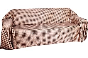 Floppy Ears Design Simple Faux Suede Couch Cover Protector (XXL for Extra Long Couches, Chocolate and Tan Houndstooth Print)