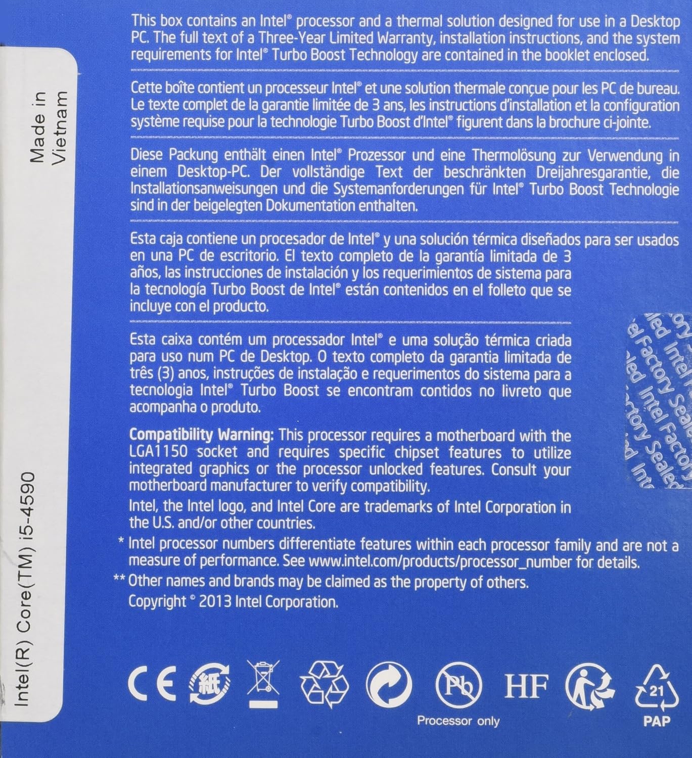 Intel Core I5 4590 Bxi Processor 6m Cache 3 3 Ghz Computers Accessories Amazon Com