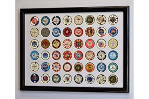 SFDISPLAY.COM,LLC. 48 Casino Poker Chip Coin Frame Display Case Holder with Custom Colored Matting Insert
