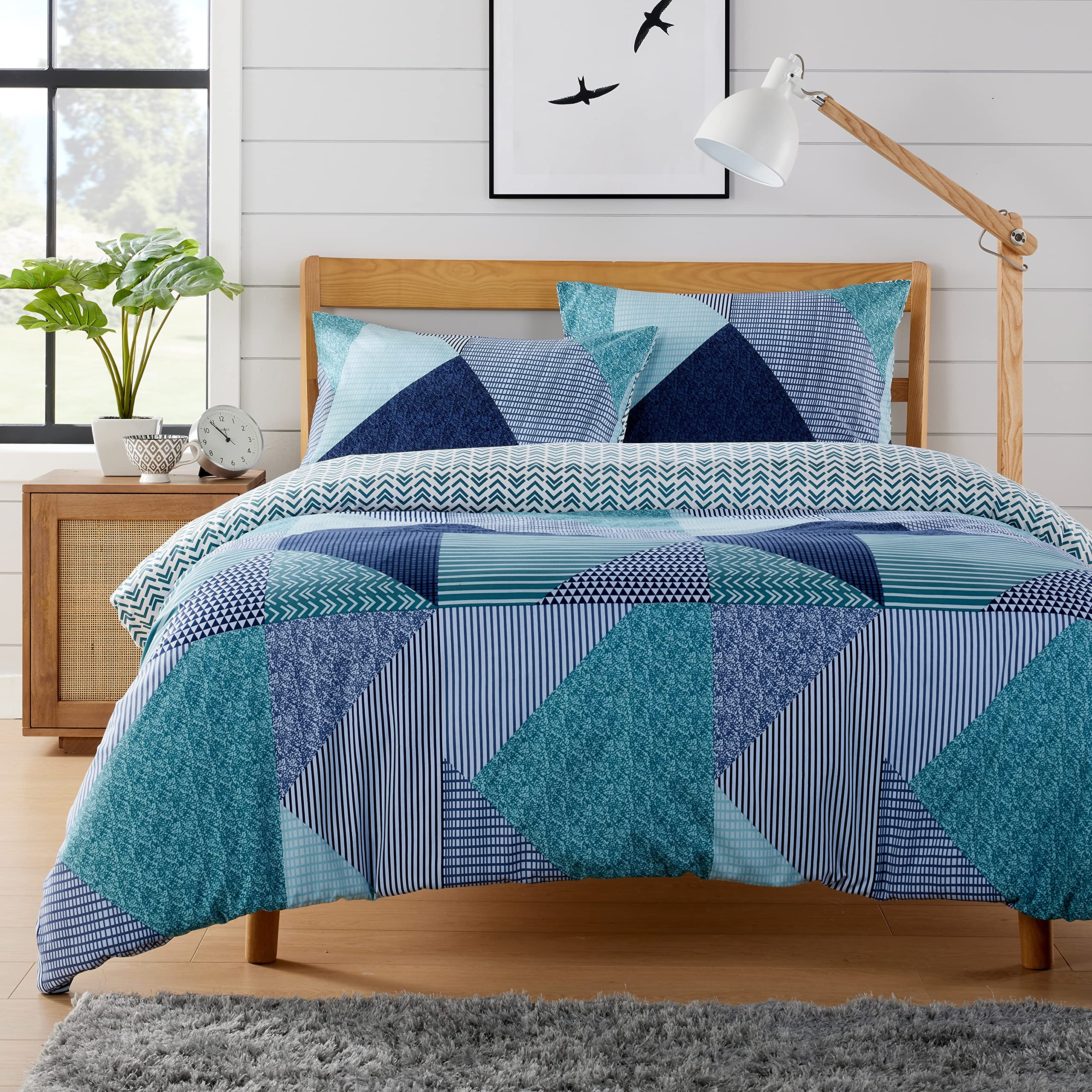 Olivia Rocco Easy Care Printed Duvet Cover Set 100% Polyester Breathable Stylish Comforter Reversible Quilted Bedding Bed Sets With Pillowcases JASPER DUVET SET, TEAL KING — image 1