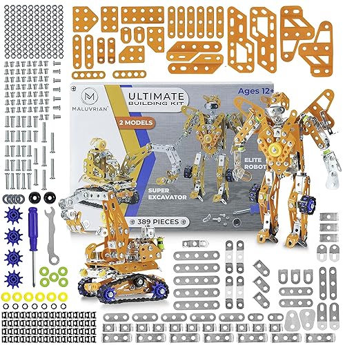 MALUVRIAN Erector Set for Boys Girls Metal Model Kits for Adults, Teens  Advanced Kids Stem Toys Build A Robot or Excavator Educational