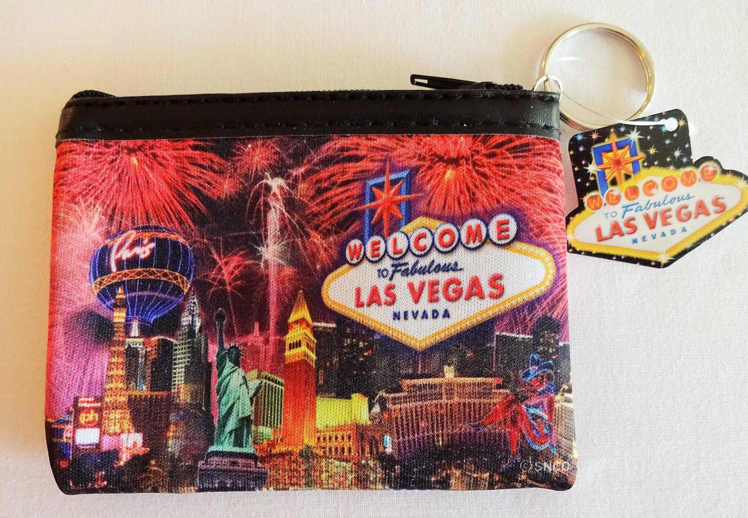 Las Vegas Souvenir Small Coin Purse (Salmon Pink / Multi)