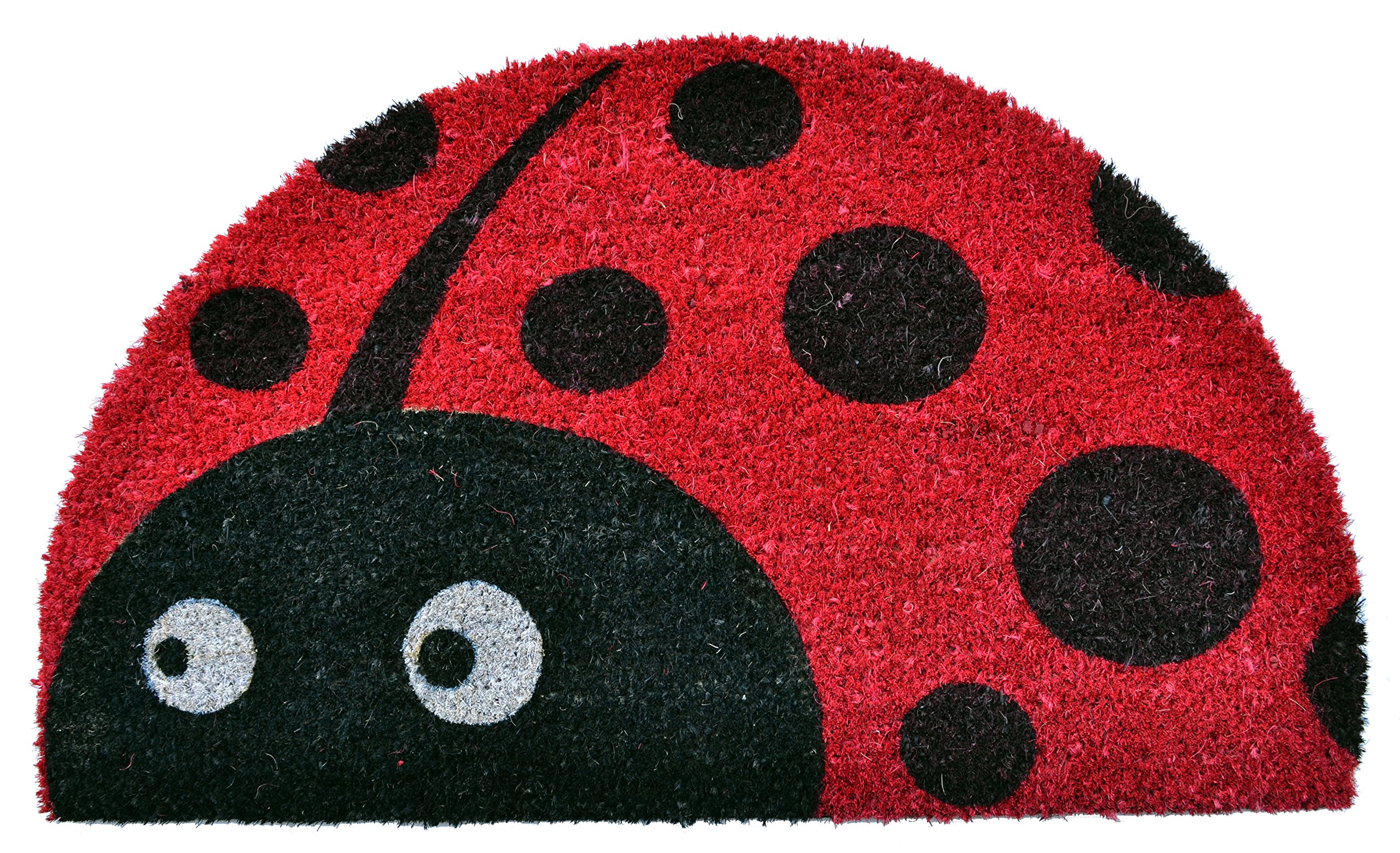 Imports Décor Half Round Ladybug Vinyl Backed Coir Doormat, 30 by 18 by 1/2-Inch