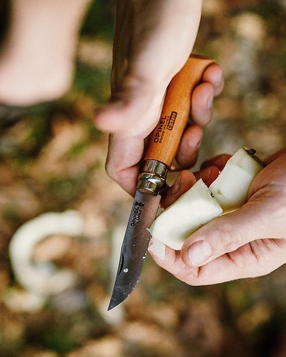 Amazon Com Opinel No 08 Carbon Steel Folding Pocket Knife With Beechwood Handle Brown 2540089 Home Kitchen
